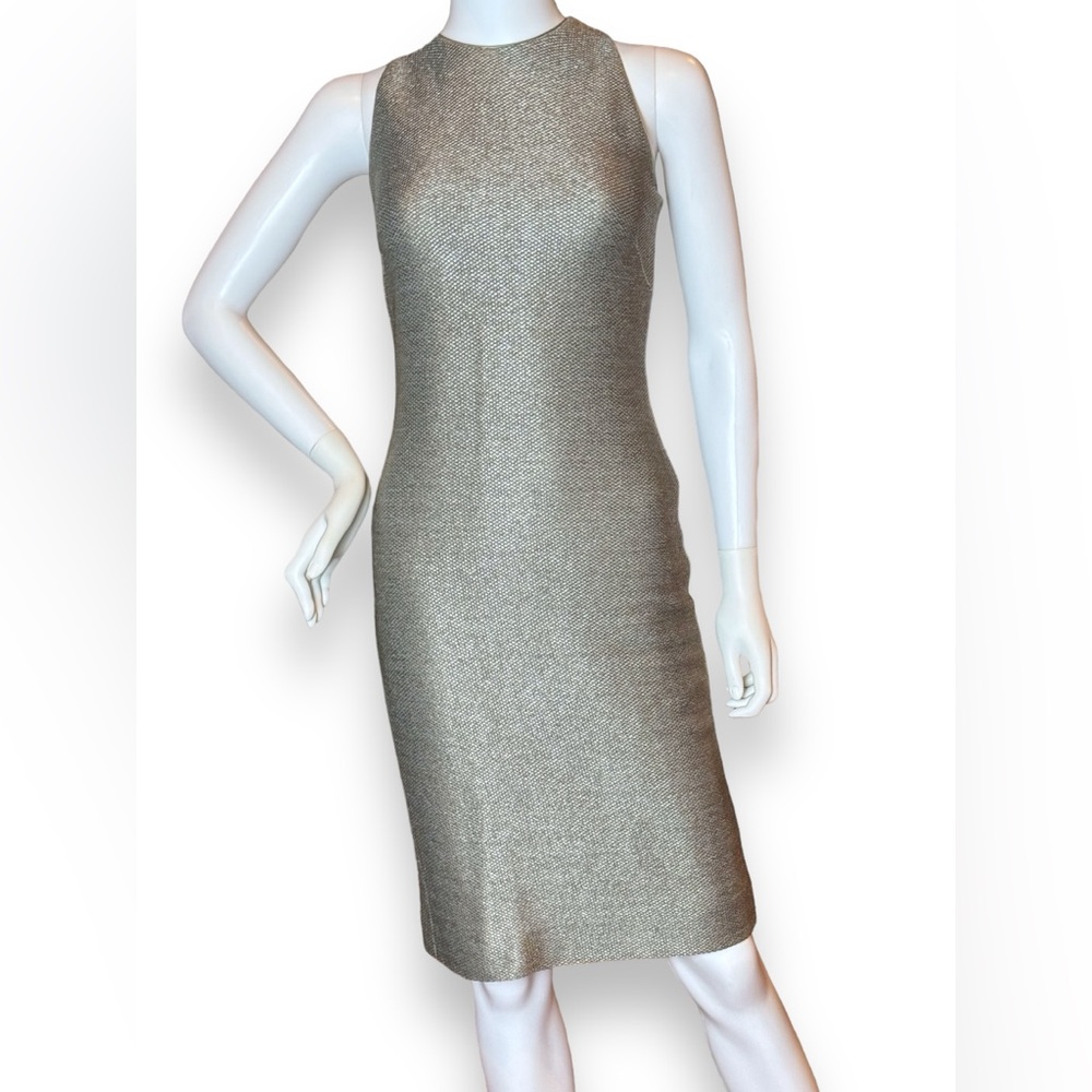 Akris Structured Metallic Techno Weave Sheath Dre… - image 1